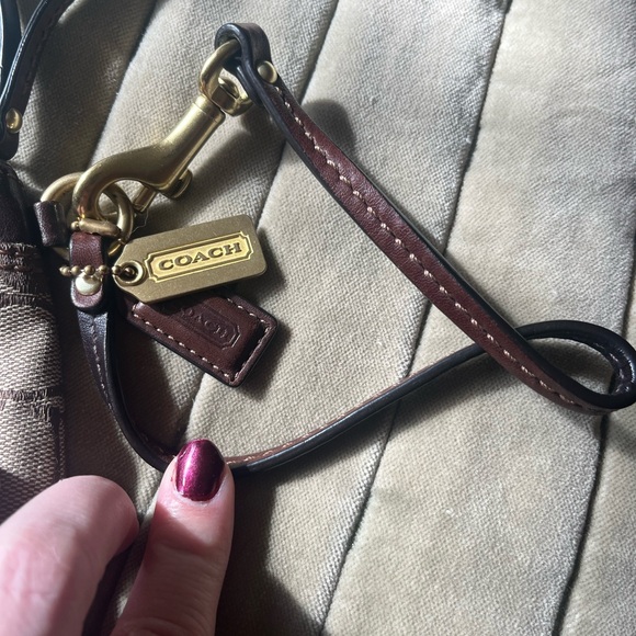 Coach Brown Leather Wristlet with Gold Accents - Picture 3 of 7